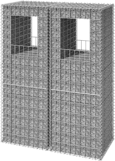 Gabion Manden - Keermuur Gaas - Tuin Decoratie - Roestvrij En Weerbestendig - 50x50x140 cm - Zilver