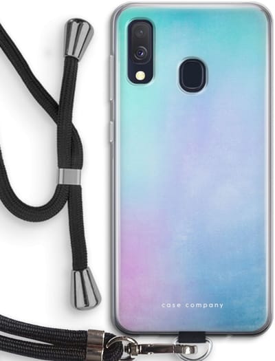Case Company® - Hoesje met koord geschikt voor Samsung Galaxy A40 hoesje met Koord - Mist pastel - Telefoonhoesje met Zwart Koord - Bescherming aan alle Kanten en Over de Schermrand