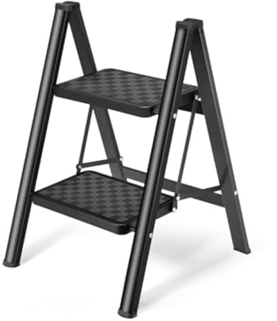 2-Treden Trapladder - Lichtgewicht en Opvouwbare Kruk met Antislip Treden en Stevig Stalen Frame, 150 kg Draagvermogen