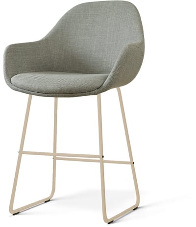 Nolon Nino-Mae Barkruk Saliegroen - Beige Onderstel - 65 Cm - Japandi - Armleuning - Stoffen - Barstoel