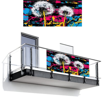 Balkonscherm 200x90 cm - Balkonposter Street Art - Kleurrijk - Muur - Balkon scherm decoratie - Balkonschermen - Balkondoek zonnescherm