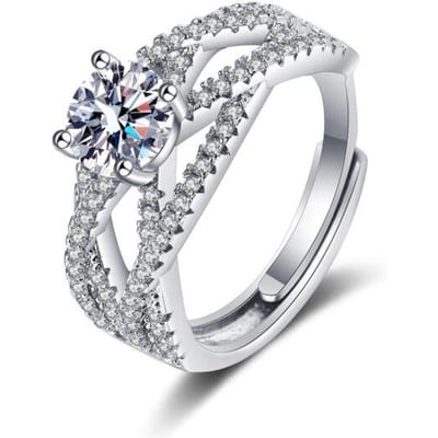 Nouvelle Bague Ouverte Ligne Croisée Pour Femmes Bijoux Polyvalents Argent S925 Bagues Diamant Anniversaire Anniversaire Festival Cadeau Couples white
