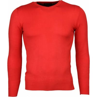 Casual Trui - Exclusive Blanco V-Hals - Rood
