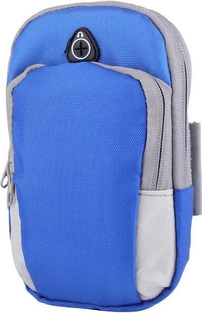 Universele sportarmband (sport armhoesje) voor mobiele telefoon met rits sluiting en oortelefoongat voor alle smartphones zoals iPhone, Samsung, Sony, Oneplus, Xiaomi t/m 6,7 inch met hoge kwaliteit kleur Lichtblauw