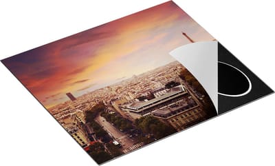 Chefcare Inductie Beschermer Skyline Parijs met Eiffeltoren - 60x50 cm - Afdekplaat Inductie - Kookplaat Beschermer - Inductie Mat
