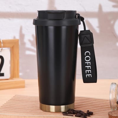 Hoge Uitstraling Niveau Convolia Thermosbeker Roestvrijstalen Thermosbeker Rietje Dubbel Drinken Koffiekop Draagbaar Touw Waterbeker 500ml