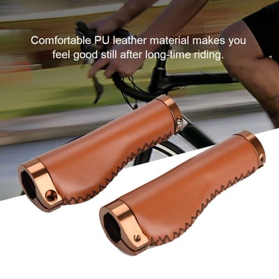 Dailygoods- Fietsgrepen PU Leer - Retro Fietshandgrepen - Afsluitbare Stuurgrepen - Antislip Grip - Lichtgewicht - Dual Lock Systeem