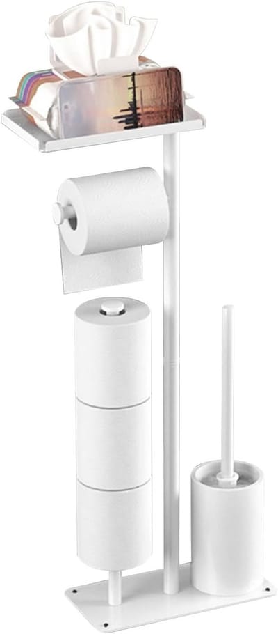 Vrijstaande Toiletrolhouder met Toiletborstel en Plank