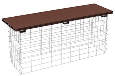 Zitbank met Schanskorven en WPC Zitvlak in Houtlook 100 x 30 x 43 cm