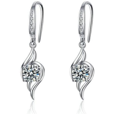 Boucles d'oreilles pendantes en argent sterling 925 pour femmes, style tendance, luxe, haute qualité, zircone, paire de clous d'oreilles, bijoux à offrir gray