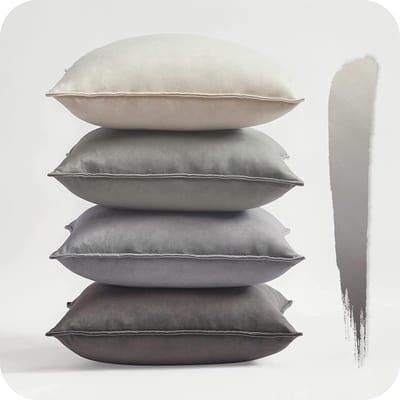 Decoratieve Grijze Kussenhoezen 50cm x 50cm - Fluffy Velours Kussens voor Bank en Woonkamer - Set van 4 Stuks