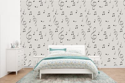 Behang - Fotobehang Bladmuziek - Patronen - Muziek - Breedte 385 cm x hoogte 240 cm