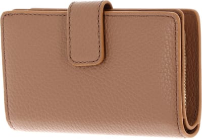 COCCINELLE Leren Portemonnee Metallic Soft Mini Wallet Grained Leather Skin Lichtbruin