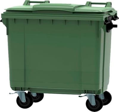 Afvalcontainer 660 liter groen - 4 wielen - met deksel