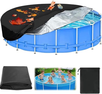 Zwembadafdekking - 160×30cm - Buitenbad afdekking - Zwembad Afdekzeil - met Trekkoord en Opbergtas - Waterdichte & UV-bestendige Afdekhoesv - voor Opzetzwembaden - zwart