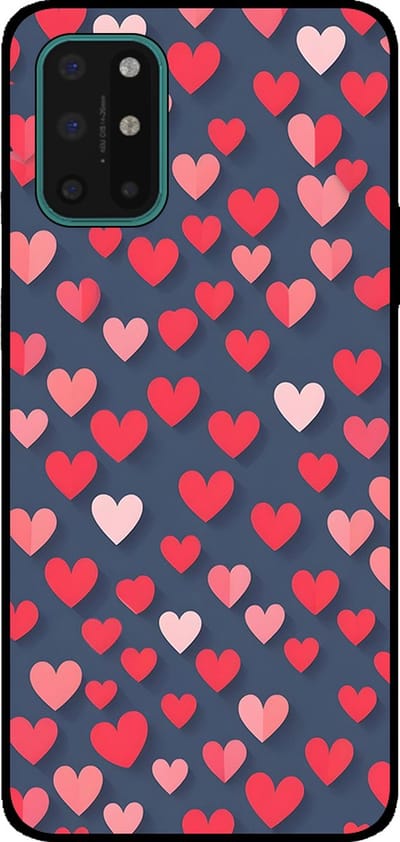 Smartphonica Telefoonhoesje Geschikt voor OnePlus 8T met Roze en Rode Hartjes Opdruk - TPU Backcover Case With Rosé and Red Heart Design geschikt voor OnePlus 8T