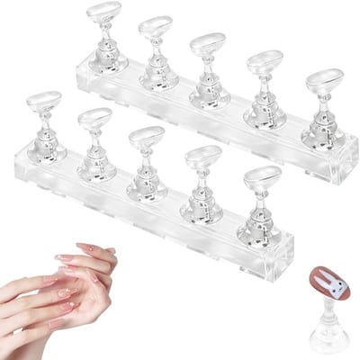 Nail Art Display Capsules voor Oefening en Presentatie - Transparante Magnetische Houder voor Acrylnagels en Training