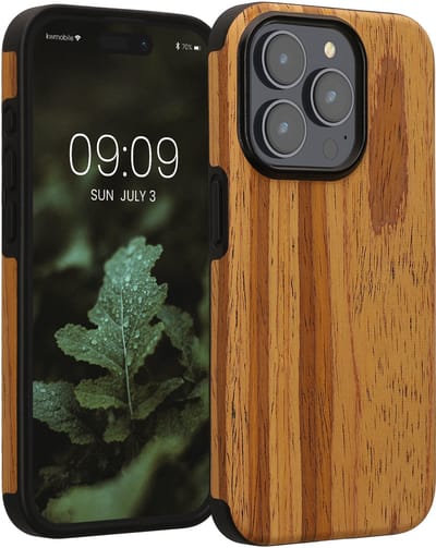 kwmobile hoesje geschikt voor Apple iPhone 15 Pro - Back cover voor smartphone - Telefoonhoesje van hout in vintage bruin - Houtnerven design