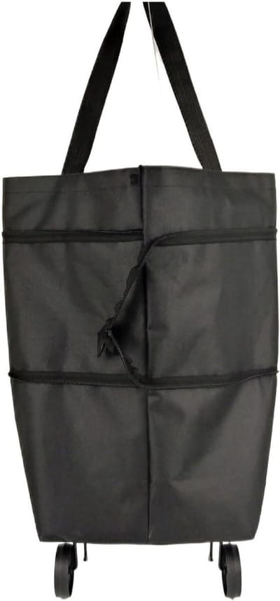 Boodschappentrolley met wielen - Opvouwbare winkelwagen - Boodschappen vervoeren - Lichtgewicht en draagbaar - 10x10x10 mm - Zwart