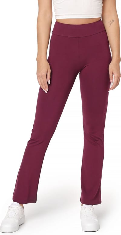 Bellivalini Dames Yogabroek - Sport - Vrijetijdsbroek - Lang - Viscose - Sportbroek - BLV-BLV50-277-YPF - Wijn - XS