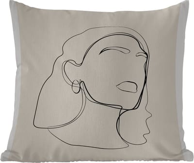 Buitenkussen Weerbestendig - Vrouwen - Line art - Tekst - Quotes - 50x50 cm