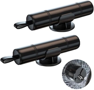 Dailygoods - DALAETUS 2 stuks noodgereedschap voor het snijden van veiligheidsgordels en glasbreker met 2 houders, glasbreker voor noodgevallen in de auto, 2-in-1 noodhamer voor auto en gordelsnijder, zwart
