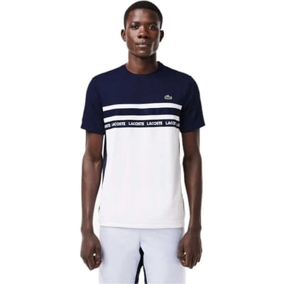 Lacoste Heren Colour Block Pique T-shirt (Wit/Zwaar Blauw)