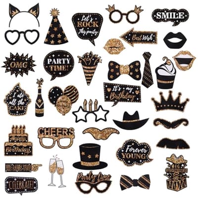 36 Stuks Feest Fotobox Accessoires voor Verjaardagsfeest, Fotoprops en DIY Party Plezier