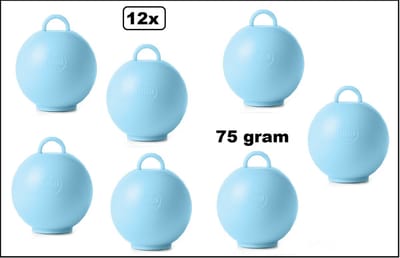 12x Ballon gewicht Kettlebell lichtblauw - 75 gram - Tafeldecoratie thema feest ballon party festival