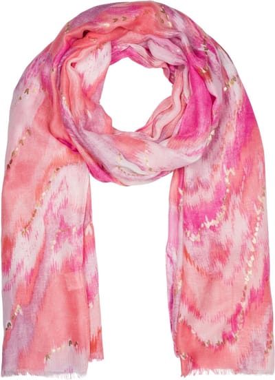 styleBREAKER Damessjaal waterval kleurverloop patroon met metallic details, lichte grote doek met korte franjes 01016227