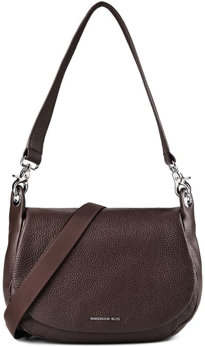 MANDARINA DUCK Leren schoudertas Mellow Leather Hunting Bag Espresso donkerbruin