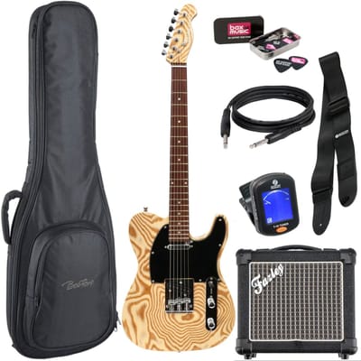 Elektrische gitaar starterset - incl. versterker, kabel, tas - Bruin Fazley FTL218