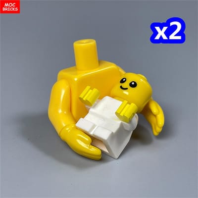 MOC Stenen Gele Handen Armen Houden Baby 4CM Figuur Lichaam Draagbare Bevestigingen Gemonteerd Bouwstenen Speelgoed Kinderen Pop