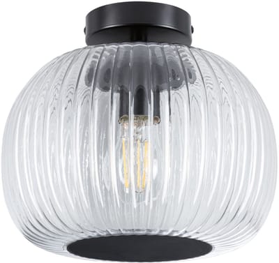 LED-plafondlamp Ruya IP44 E27 230V max. 60W dimbaar Glas, Zwart mat