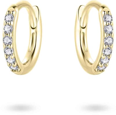 GISSER Jewels VGKCK1/10 - Oorbellen - Oorringen met Scharnier Sluiting - Massief gezet met Zirkonia - 1.5mm Breed - 10mmØ - 14 Karaat Geelgoud