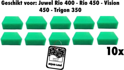 Aqua-Loui® - Nitraat Spons XL - 10 Stuks - Nitraat Verwijderaar Aquarium - Geschikt voor Juwel Bioflow 8.0 - Rio 400/450, Vision 450 & Trigon 350 - 15 × 15 × 5 cm