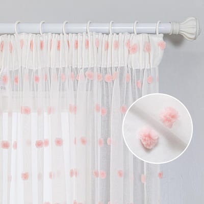 Unyqoos ® Gezellige Voile Gordijnen met Borduursels voor Kinderkamer en Woonkamer – Set van 2 – Roze – 160 x 140 cm