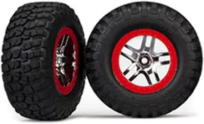 RC Auto Wielen - Off-road Banden - RC Rijden - Chrome Rode Velgen - 12mm Hex - Zwart
