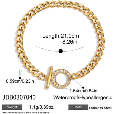 Bracelet Chaîne Minimaliste Zircon Ot Boucle Youthway Pour Femmes Bracelet en Acier Inoxydable Plaqué Or Bijoux Simples à la Mode beige