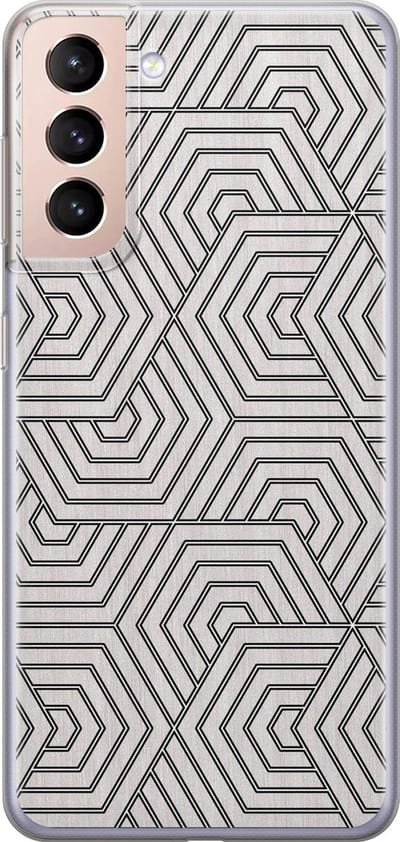 Leuke Telefoonhoesjes - Hoesje geschikt voor Samsung Galaxy S21 - Geometrisch - Soft case - TPU - Print / Illustratie - Grijs