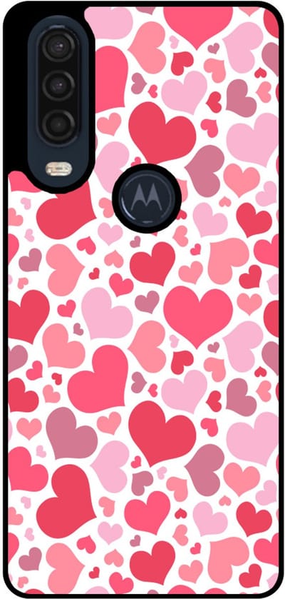 Smartphonica Telefoonhoesje Geschikt voor Motorola One Action met Hartjes Print - Hearts Design TPU Backcover Case - Kinder Hoesje met Hartjes Design geschikt voor Motorola One Action