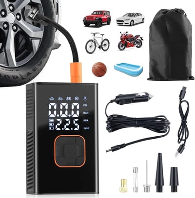 Thijox - Draagbare Bandeninflator voor Auto & Fiets - Elektrische Luchtpomp met Digitale Bandenspanningsmeter - Oplaadbare Portable Luchtcompressor vo