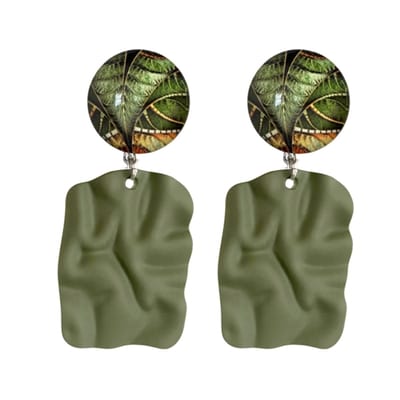 Clip oorbellen- Zafira- groen -satijn-geen gaatje- Charme Bijoux