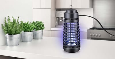 Elektrische Insectenverdelger voor binnen, Vliegenval 800-1000 V, Insectenvanger met Uitneembare Opvangbak, Bereik tot 50 m², Zwart