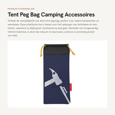 Dailygoods- Opbergtas Tentpennen - Duurzaam Oxford-materiaal - Draagbaar Formaat - Kampeeraccessoires - Gereedschapszak - Robuust Ontwerp - Tenttas