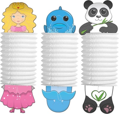 Folat - Knutsellampion Prinses/Panda/Dolfijn - 16 cm - Lampion sint maarten - lampionnen - Sint maarten optocht - lampionnen papier - Lampion Halloween