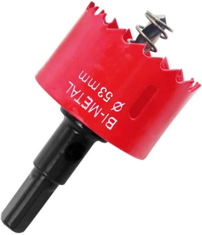 Hole saw 53 mm M42 HSS - hexagonal en gecentreerde schacht voor metaal - ijzer - aluminium - hout - gipsplaat - plastic leidingen - vezelplaat