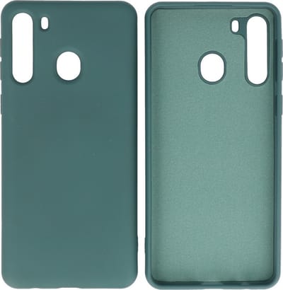 Hoesje Geschikt voor de Samsung Galaxy A21 - Fashion Color Backcover Telefoonhoesje - Donker Groen