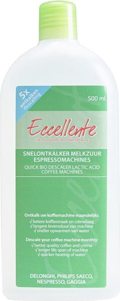Eccellente espressomachine ontkalker - 500 ml voor 5x ontkalken - snelontkalker koffiemachine melkzuur