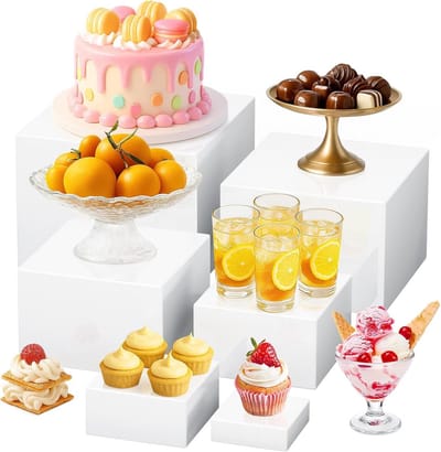 6 Delige Set Taartstandaarden: Acryl Buffetpresentatie in Diverse Maten (7.5cm - 20cm)